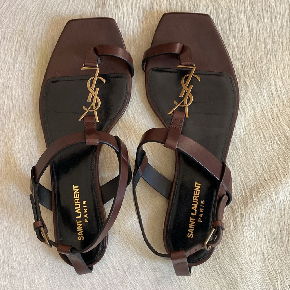 YSL Cassandra Sandal Brown Size 8
